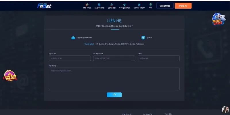 Liên hệ Fabet qua email cần lưu ý ngắn gọn nội dung